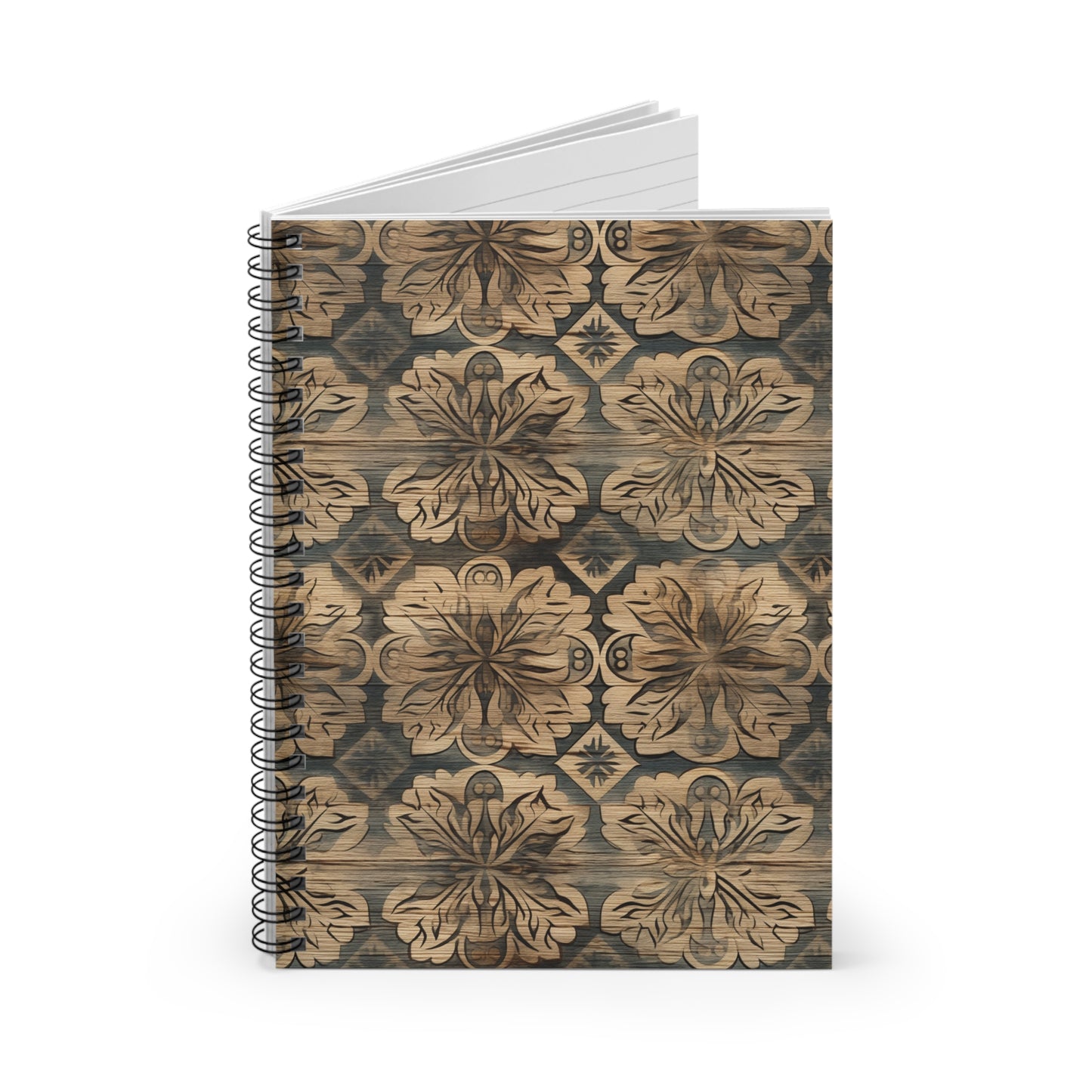 Rustic Spiral Notebook with Floral Design, Vintage Notebook, Decorative Journal for Writing, Gifts for Writers, Travel Journal