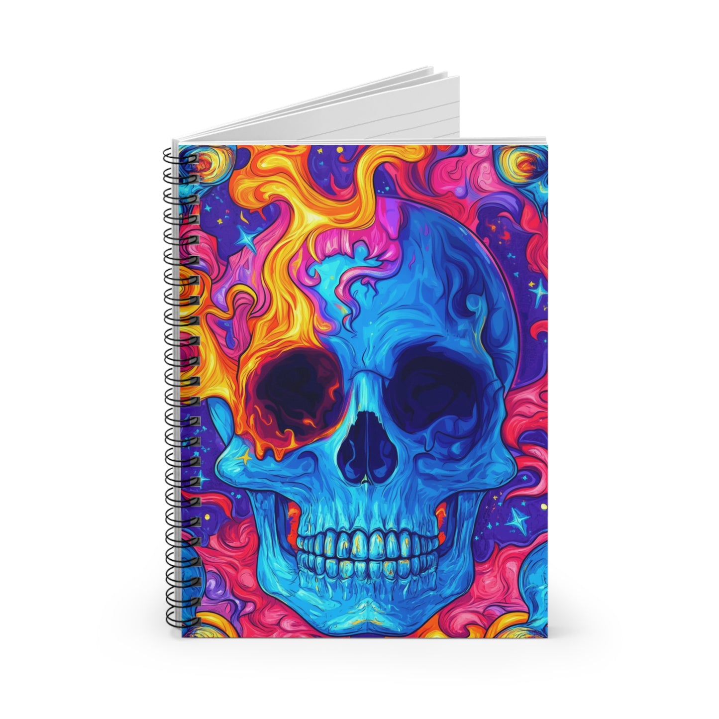 Psychedelic Skull Spiral Notebook | Colorful Journal, Gifts for Artists, Creative Writing, Unique Stationery, Halloween Decor, Spooky Vibes