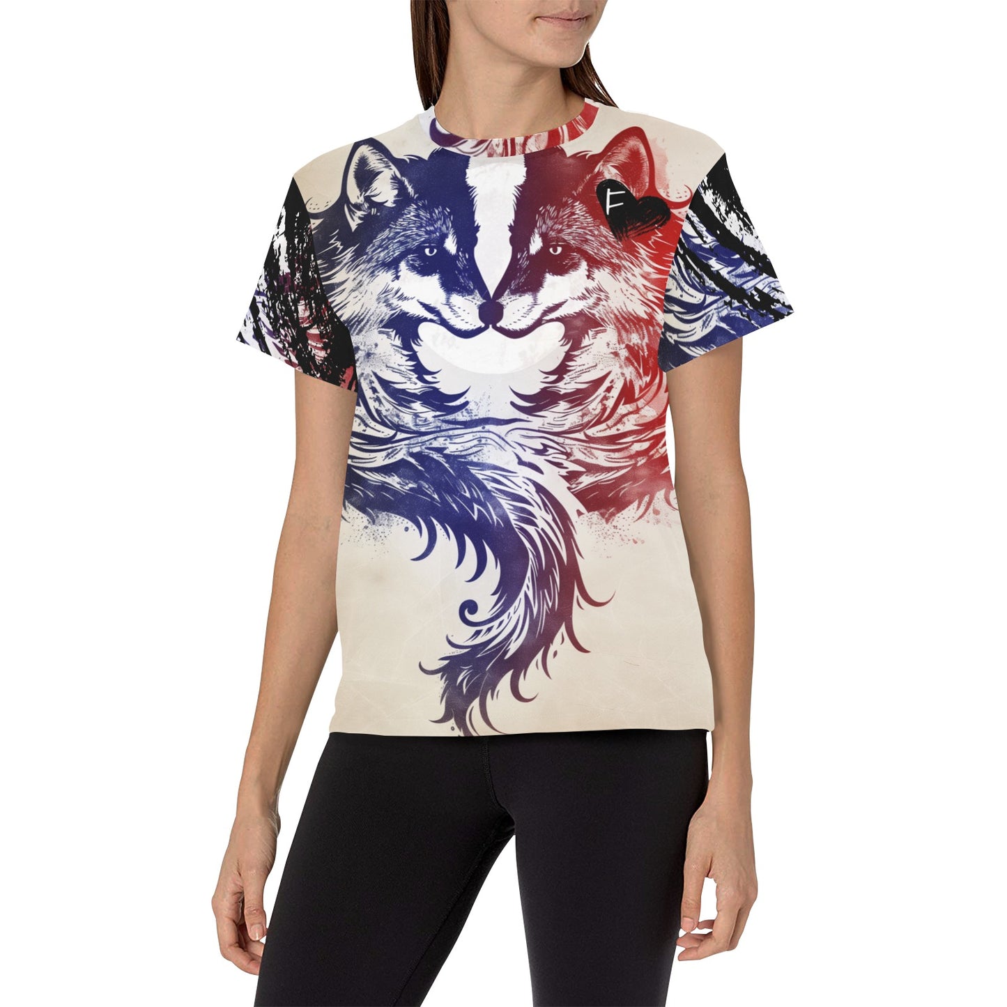 Tribal Wolves - Women's All-Over Print Graphic Tee
