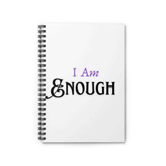 I Am Enough Spiral Notebook | Lavender Affirmation Journal | Ruled Pages