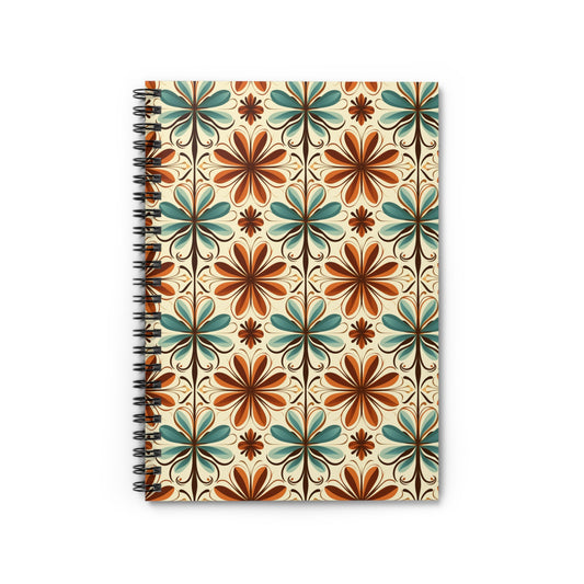 Bohemian Floral Spiral Notebook - Ruled Line for Daily Thoughts, Journaling, Gift for Students, Floral Decor, Vintage Style