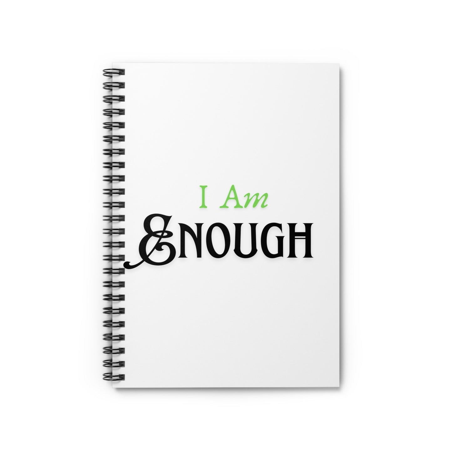 I Am Enough Spiral Notebook | Green Growth Journal | Daily Affirmation Pages