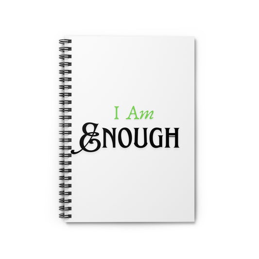 I Am Enough Spiral Notebook | Green Growth Journal | Daily Affirmation Pages