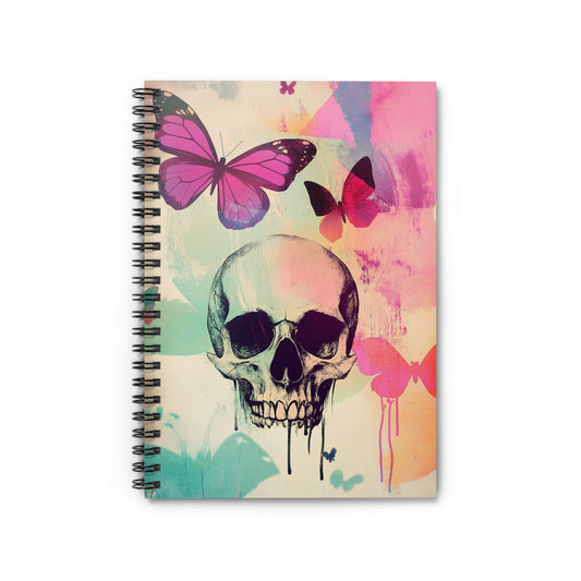 Skull and Butterfly Spiral Notebook | Aesthetic Journaling, Unique Gift for Creatives, School Supplies, Artsy Writing