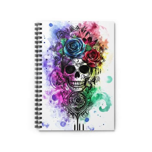 Vibrant Skull Floral Spiral Notebook | Artistic Journal, Creative Writing, Sketchbook, Gift for Artists, Colorful Stationery