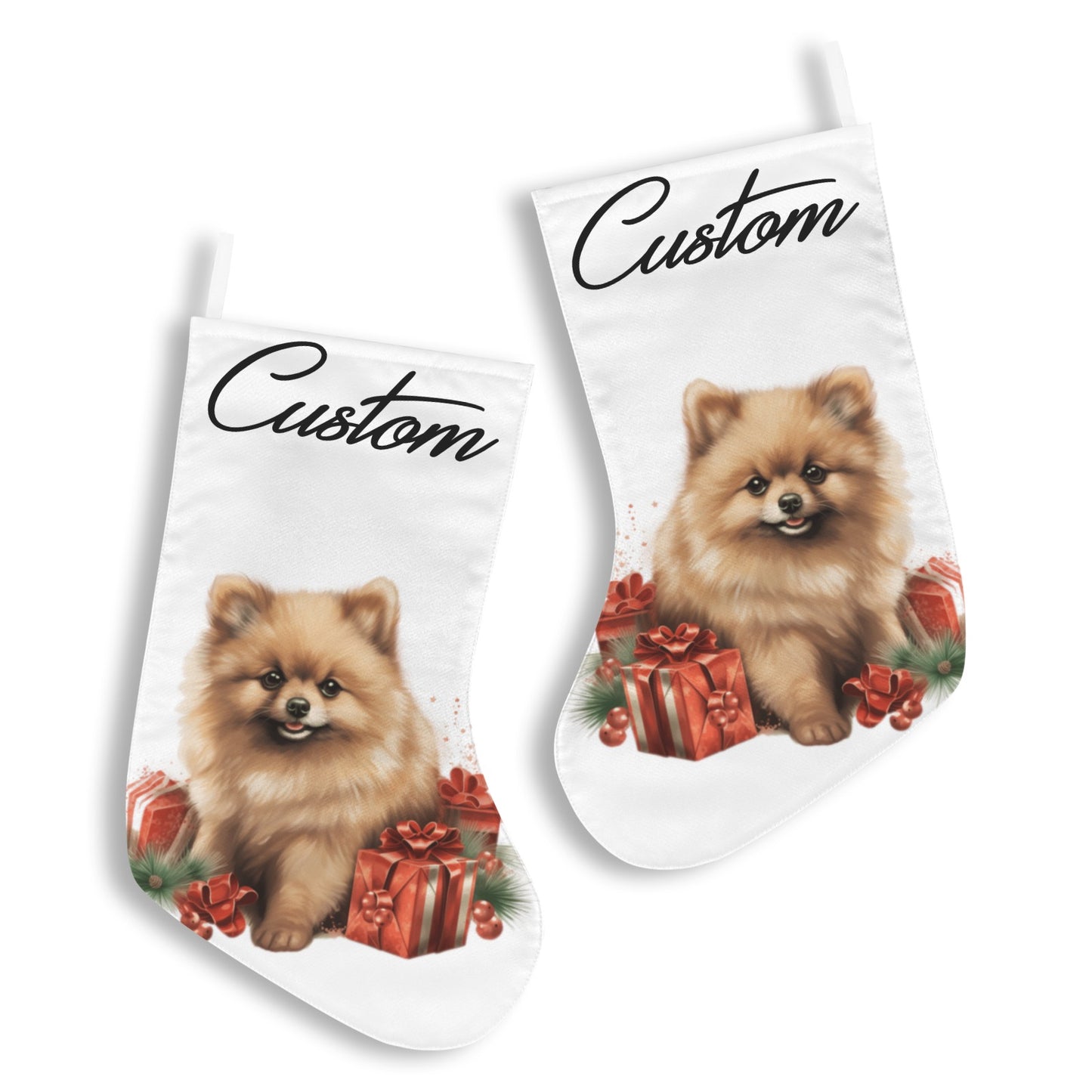 Custom Pomeranian Christmas Stocking – Personalized Dog Lover Holiday Decor