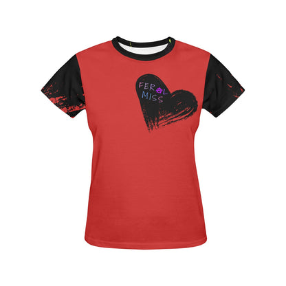 Feral Miss Classic Heart Basic Edgy Graphic Tee Tshirt