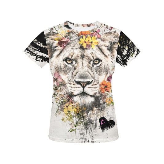 Lioness in the Jungle - Women's All-Over Print Graphic Tee