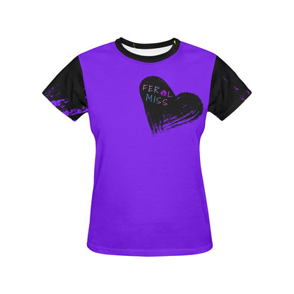 Feral Miss Classic Heart Basic Edgy Graphic Tee Tshirt