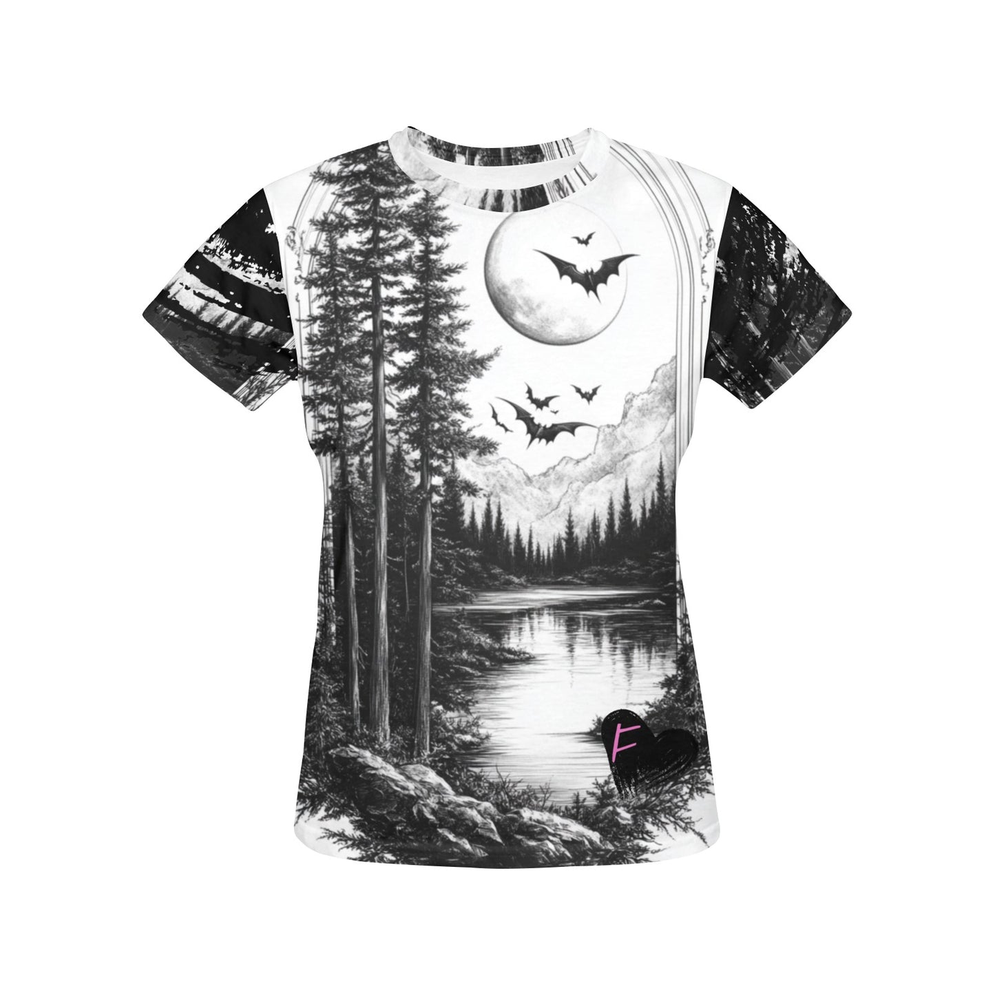 Moonlight Bat Haven - Women's All-Over Print Graphic Tee