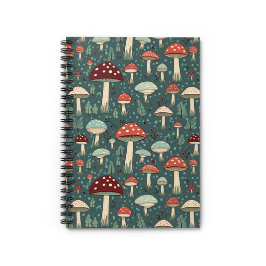 Mushroom Spiral Notebook - Ruled Line, Cute Stationery, Eco-Friendly Journal, School Supplies, Gift for Nature Lovers