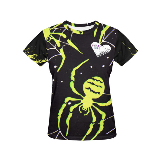 Spider Webs & Neon Spiders - Women's All-Over Print Graphic Tee