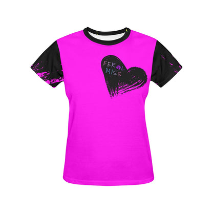 Feral Miss Classic Heart Basic Edgy Graphic Tee Tshirt
