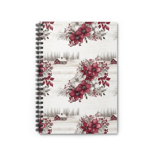 Winter Floral Spiral Notebook - Cozy Note-taking, Holiday Gifts, Journaling, Home Decor, Handwritten Memories, Christmas Planner