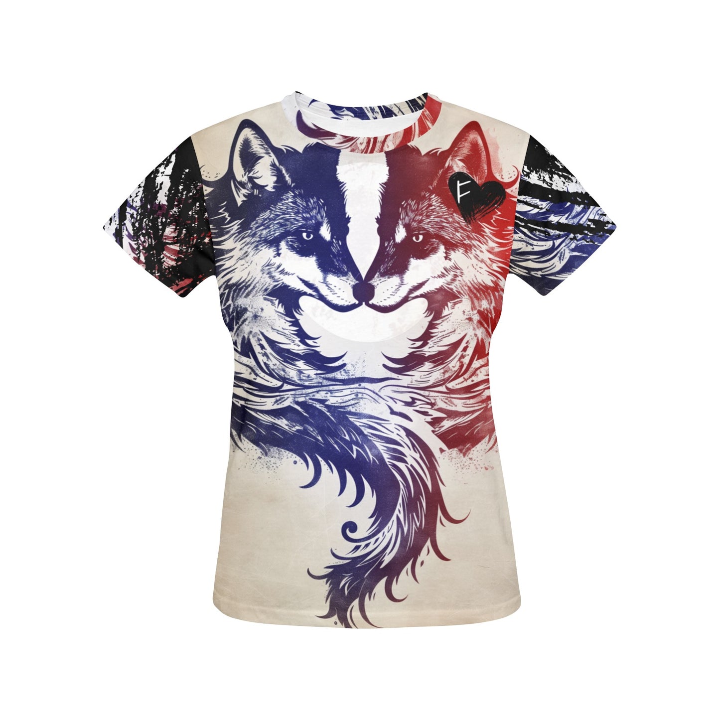 Tribal Wolves - Women's All-Over Print Graphic Tee