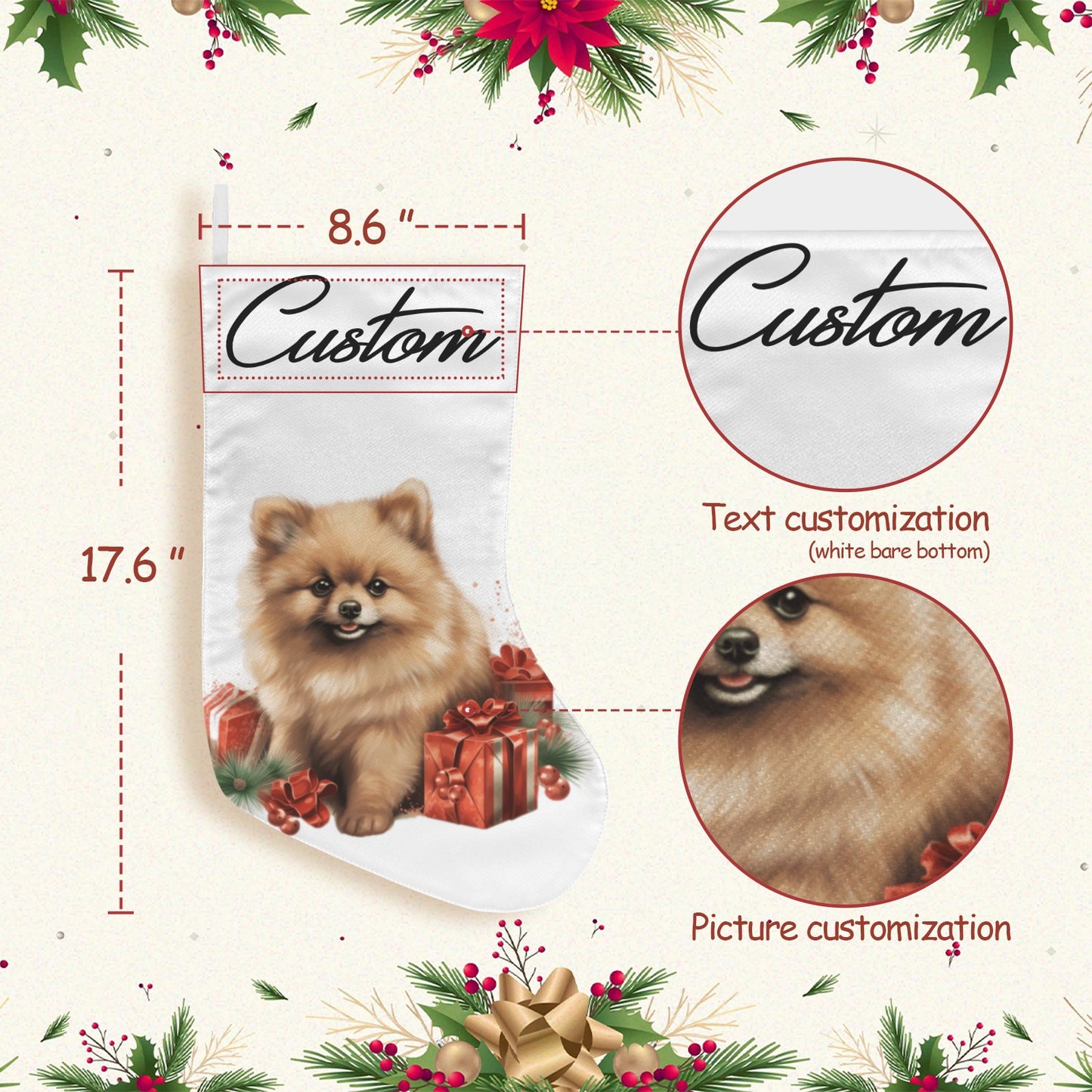 Custom Pomeranian Christmas Stocking – Personalized Dog Lover Holiday Decor