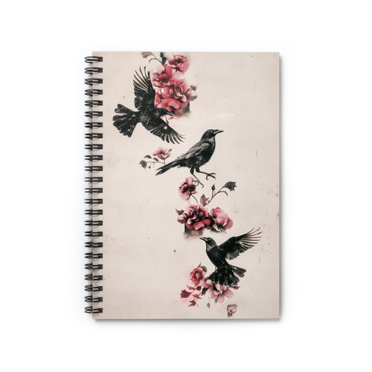 Floral Bird Spiral Notebook, Artistic Journal, Custom Notepad, Gift for Writers, Sketchbook, Ideal for Students
