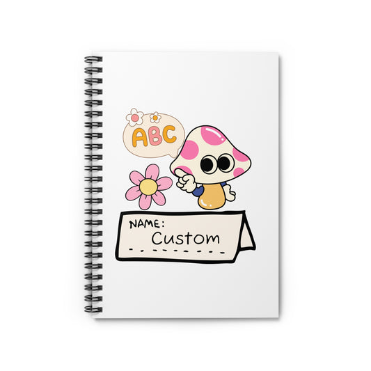Cute Illustrated Spiral Notebook, Personalized School Journal, Kawaii Mushroom Design, Perfect for Kids, Back to School Gifts, Note-taking