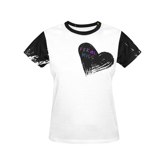 Feral Miss Classic Heart Basic Edgy Graphic Tee Tshirt