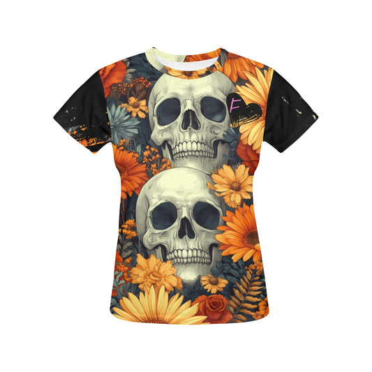 Floral Sugar Skull - Women's All-Over Print Graphic Tee