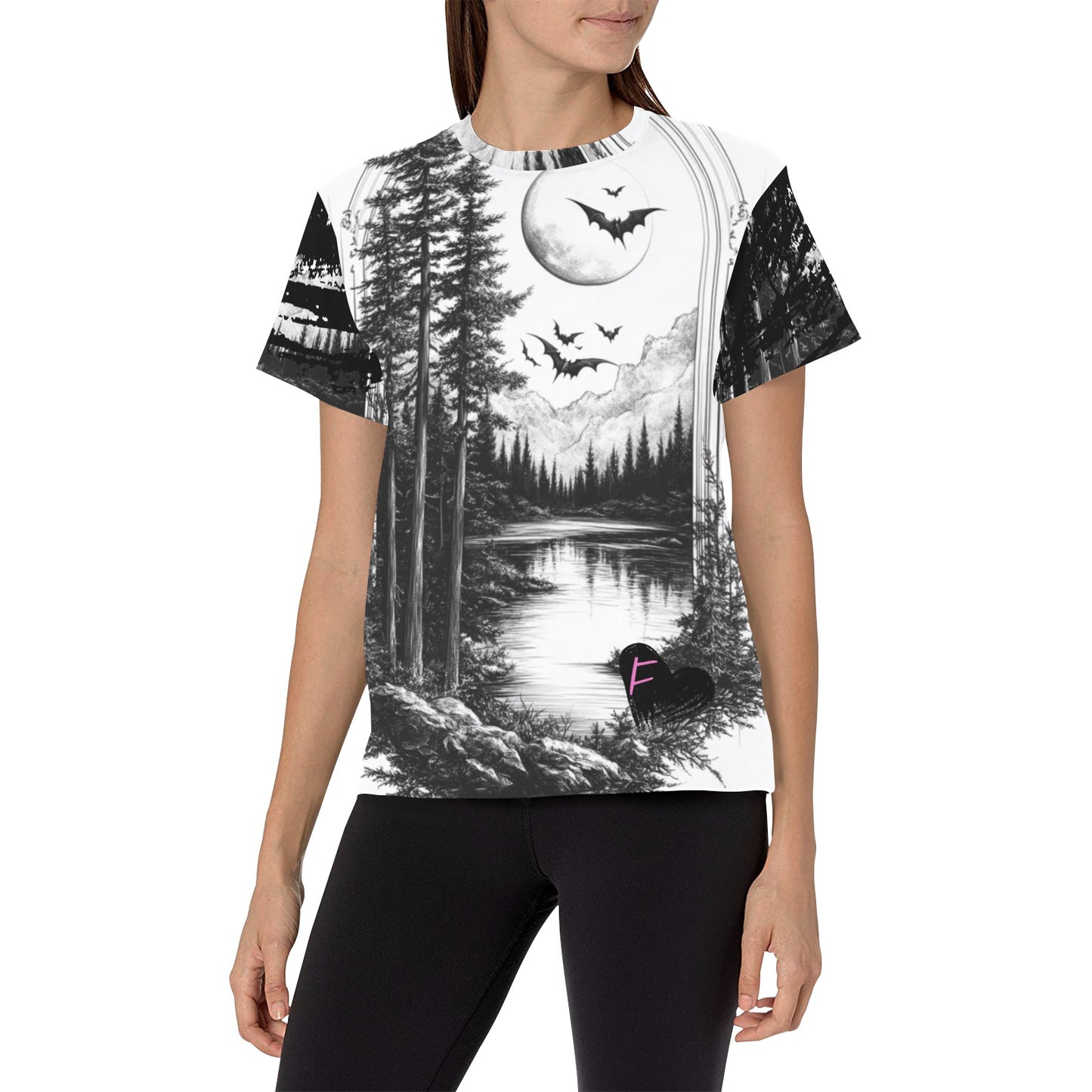 Moonlight Bat Haven - Women's All-Over Print Graphic Tee