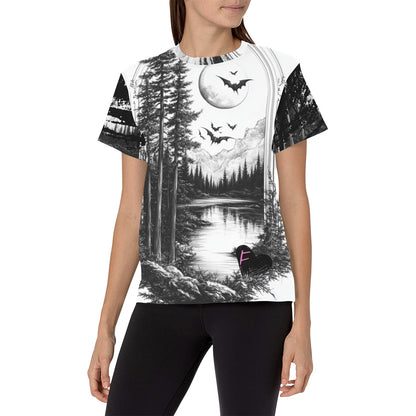 Moonlight Bat Haven - Women's All-Over Print Graphic Tee