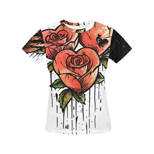 Bleeding Heart Roses - Women's All-Over Print Graphic Tee